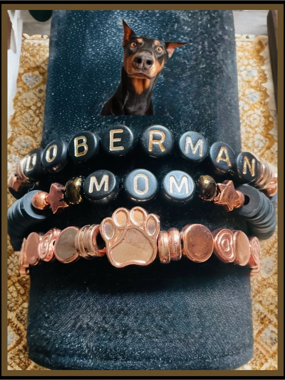 3 piece Doberman Mom bracelet set